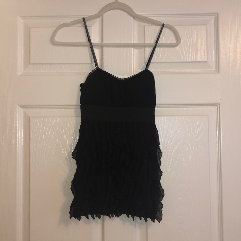 Sparkle straps, ruffle top